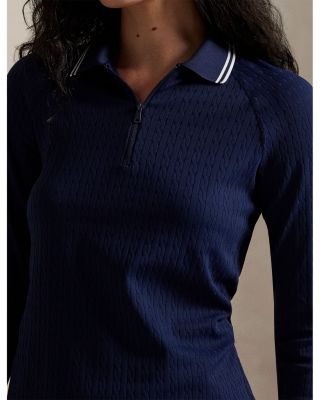 Cable Quarter-Zip Long-Sleeve Polo Shirt