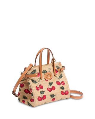 Antibes Small Cherryfic VLogo Raffia Shopping Tote Bag
