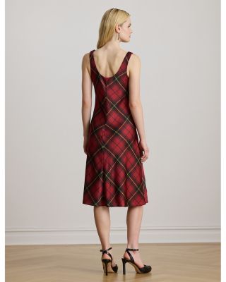 Plaid Satin Sleeveless Cocktail Dress