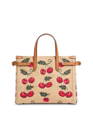 Antibes Small Cherryfic VLogo Raffia Shopping Tote Bag