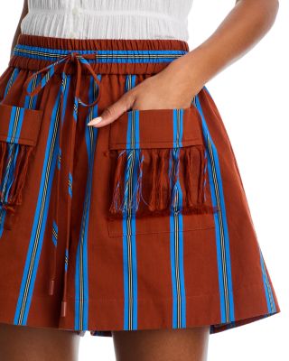 Noura Fringe Trim Swim Cover-Up Shorts