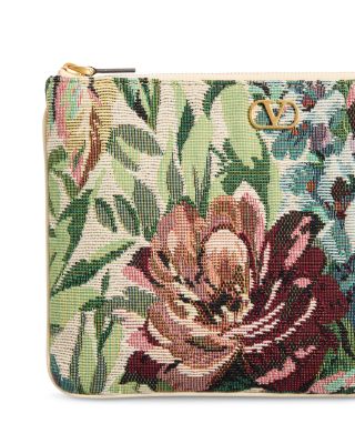 Medium VLogo Floral Jacquard Zip Pouch