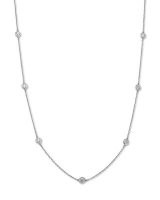 Diamond Bezel Station Necklace in 14K Gold, 1.0 tcw