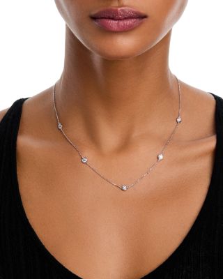 Diamond Bezel Station Necklace in 14K Gold, 1.0 tcw