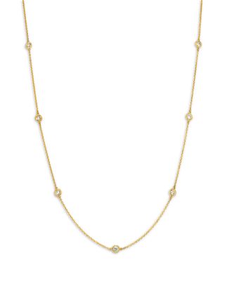 Fine Collection Diamond Bezel Station Necklace in 14K Gold, 0.75 tcw