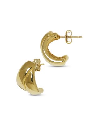 Overlap Crossover Hoop Earrings in 14K Yellow Gold