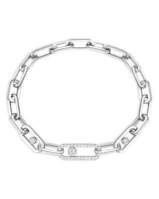 18K Gold Move Link Diamond Curb Chain Bracelet, 1.03 tcw