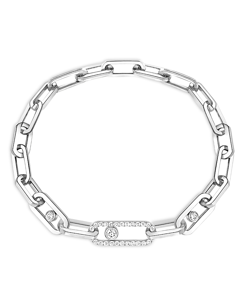 Messika 18k White Gold Move Link Diamond Chain Link Bracelet In Silver