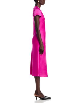 Luciana Short Sleeve Bias Silky Satin Slip Dress