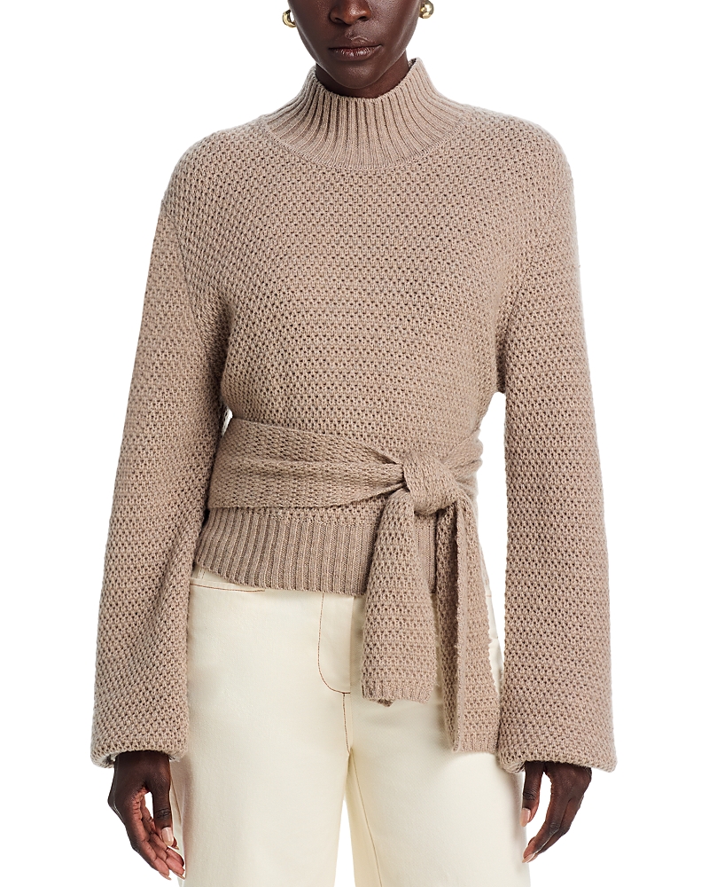 Toccin Aspen Tie Front Sweater In Brown