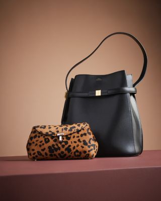 Belted Smooth Leather Bucket Bag