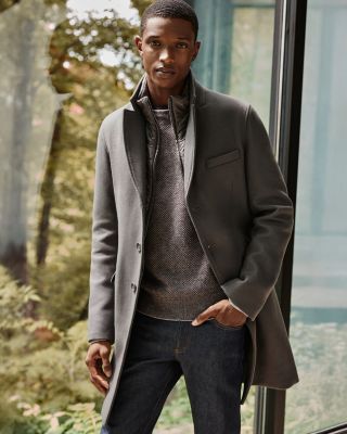 Diagonal Topcoat with Removable Windguard