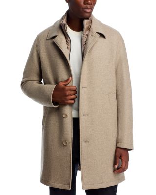 Wool Blend Topcoat with Removable Windguard