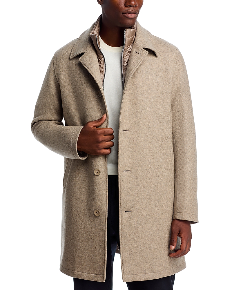 Herno Wool Blend Topcoat with Removable Windguard
