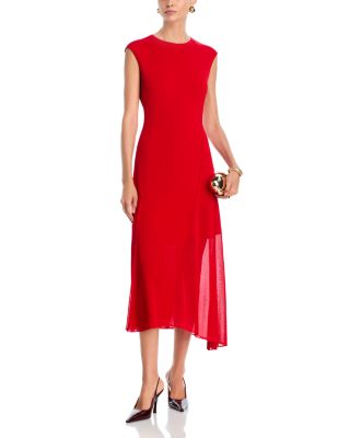 Asymmetrical Seamed High/Low Knit Dress