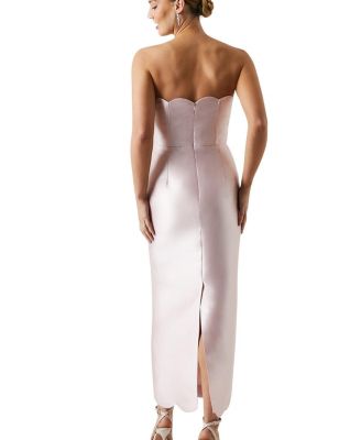 Scallop Twill Column Bridesmaids Dress