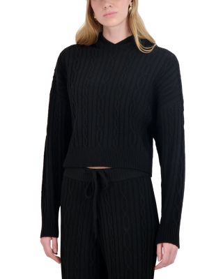 Brushed Cable Knit Hoodie 