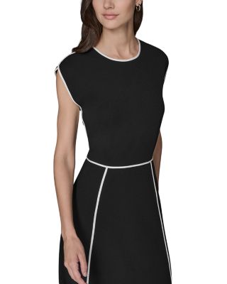 Contrast Trim Scuba Crepe Midi Dress
