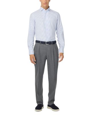 Dobby Long Sleeve Button Front Shirt