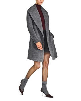 Mid Length Shawl Collar Wrap Coat