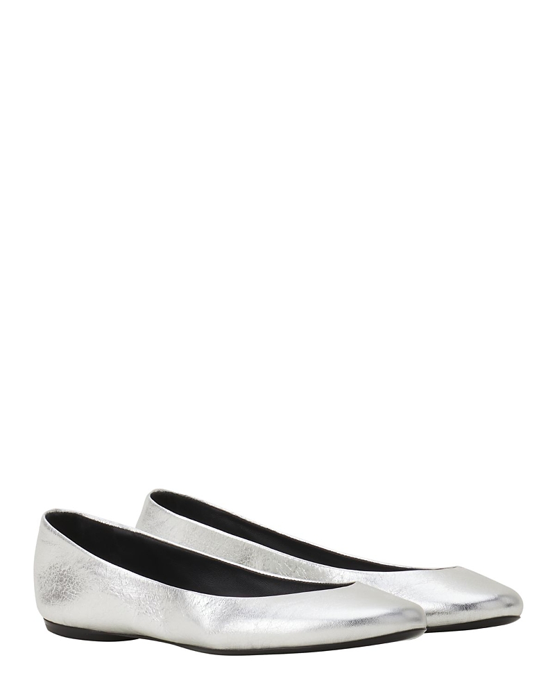 Lanvin The Ballerina Flat In Metallic Leather In Silver