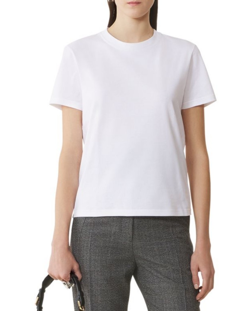 Lanvin Cotton T-Shirt with Ribbon Detail in Optic White
