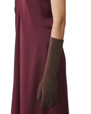 Long Slim Suede Gloves