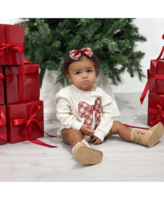 Girls' Christmas Plaid Layered Bow Headband - Baby