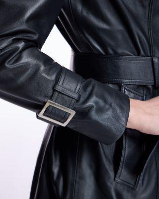 Leather Belted Trench Coat