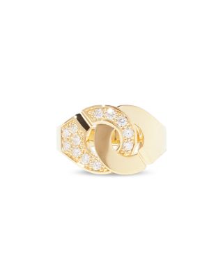 18K Yellow Gold Menottes Dinh Van Diamond Handcuff Statement Ring