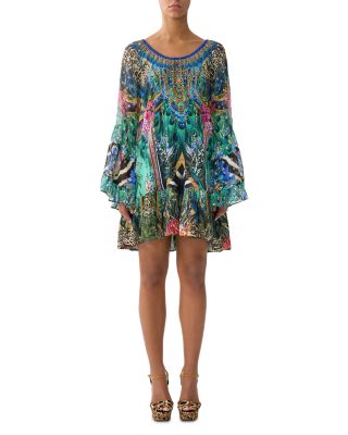 Printed Silk Frill Dress