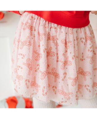 Girls' Candy Cane Bow Printed Christmas Tutu Skirt - Little Kid, Big Kid