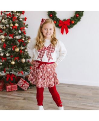 Girls' Christmas Plaid Bow Tiered Tutu Skirt - Little Kid, Big Kid