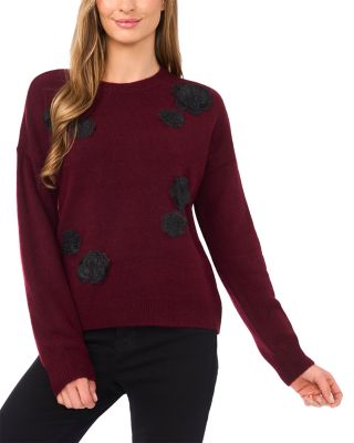 Flower Appliqu&amp;eacute; Crewneck Sweater