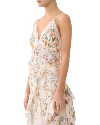 Silk Asymmetrical Ruffle Dress