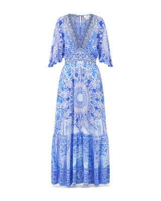 V Neck Silk Maxi Dress