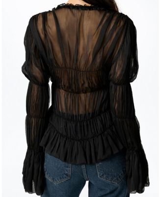  Ruched Sheer Blouse