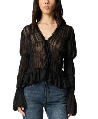  Ruched Sheer Blouse