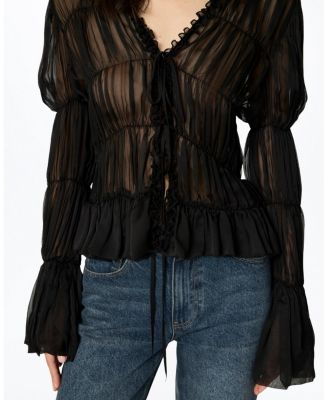 Ruched Sheer Blouse