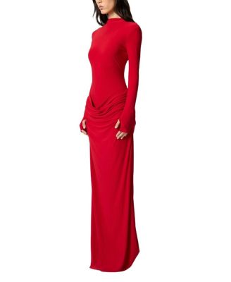 High-Neck Ruched Maxi Dress