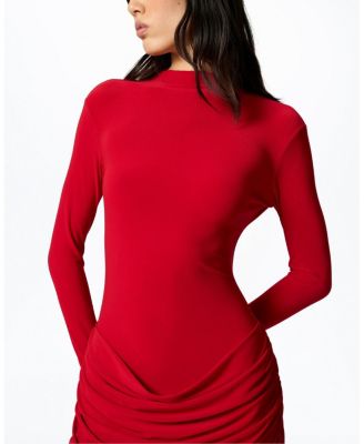 High-Neck Ruched Maxi Dress