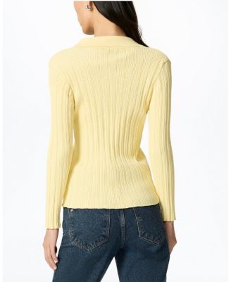 Floral Embellished Ribbed V-Neck Sweater