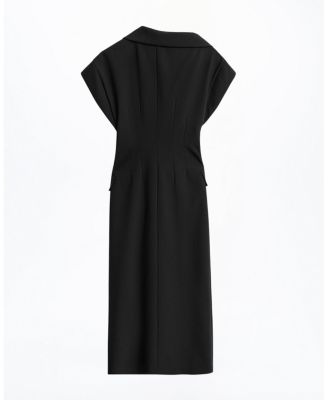 Tailored Buckle-Wrap Midi Dress