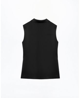 Asymmetric Buttoned Longline Vest