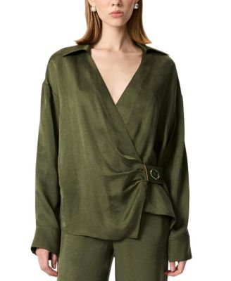 Logo Buckle Wrap Blouse