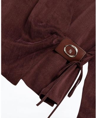 Logo Buckle Wrap Blouse