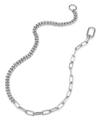  Sterling Silver Curb Clip Link Connector Clasp Necklace, 18"