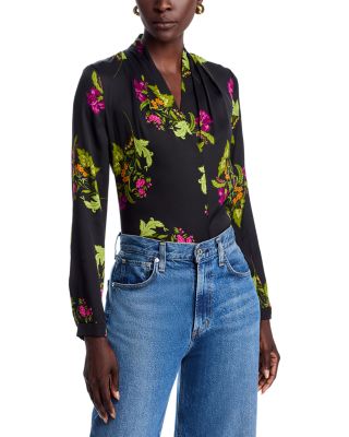 Palm Silk Blend Floral Blouse