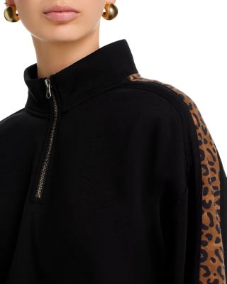 Leopard Print Surfwash Quarter Zip Sweatshirt 