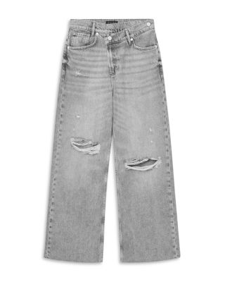 Aki Crossover High Rise Jeans in Destroy Grey